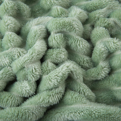 Sage Green Fleece Throw Blanket 50”×60” for Couch Sofa Livingroom