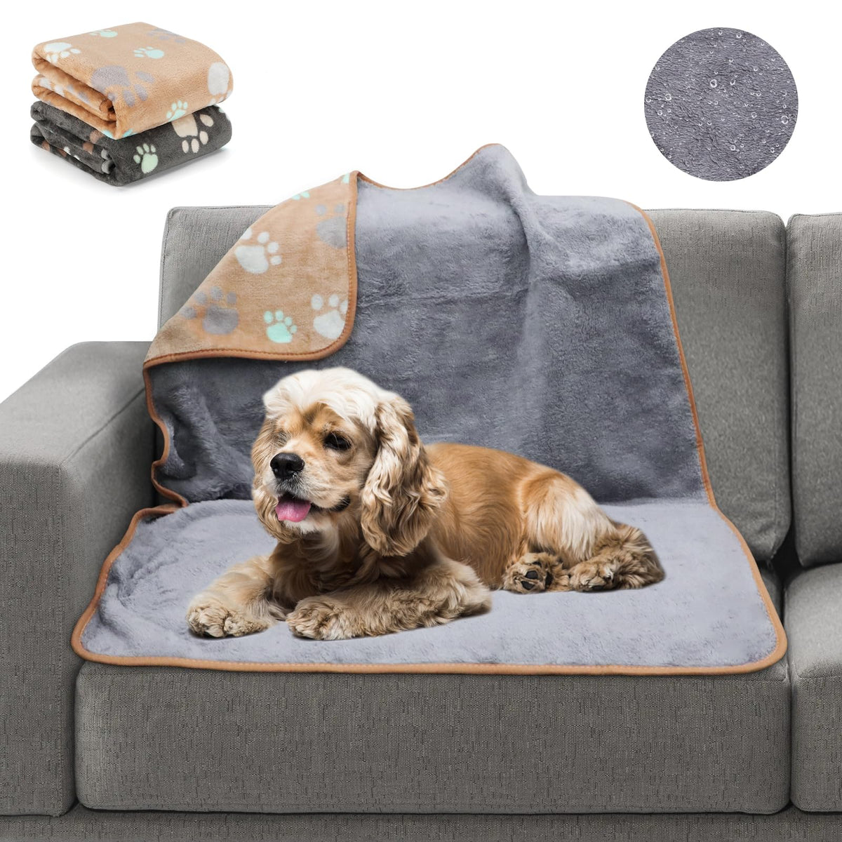 YUEPET 2 Pack Puppy Waterproof Blankets for Small Dogs, Dog Blanket 23"x16"
