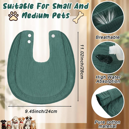 Shinylin 8 Pcs Muslin Cotton Square Bandanas Reversible Pet Bibs Scarf Pet Scarves with Two Snaps Apparel Accessories Kerchief for Small to Medium Puppy Cat(Classic Color)