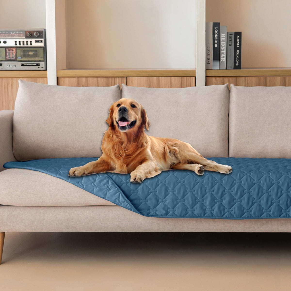 gogobunny Waterproof Pet Blanket for Bed, Washable Couch Cover for Dog Cat