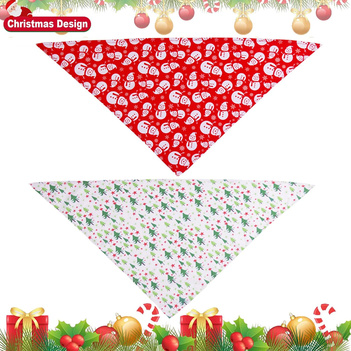 ADOGGYGO 4 Pack Dog Bandana Christmas Pet Scarf Triangle Bibs Kerchief Set Pet Christmas Costume Accessories Decoration for Large and X-Large Dogs (X-Large)
