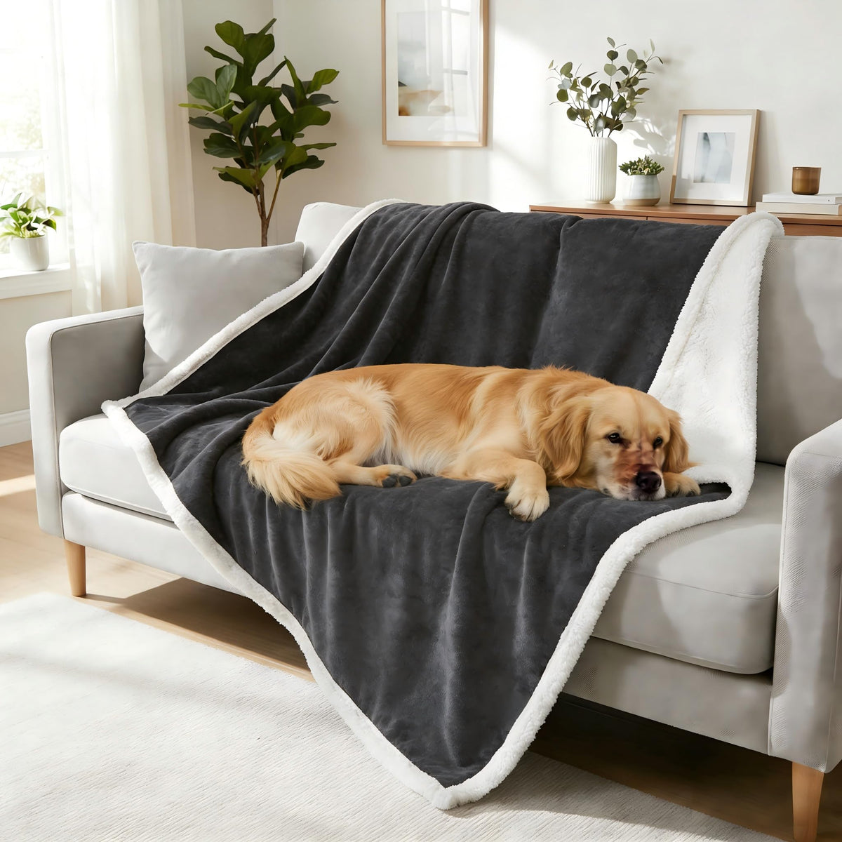 Dog Blankets for Large Dogs, Super Soft Warm Sherpa Fleece Plush Doggie Blankets and Throws for Small Medium Puppy Doggy Pet Cats，50x60 inches
