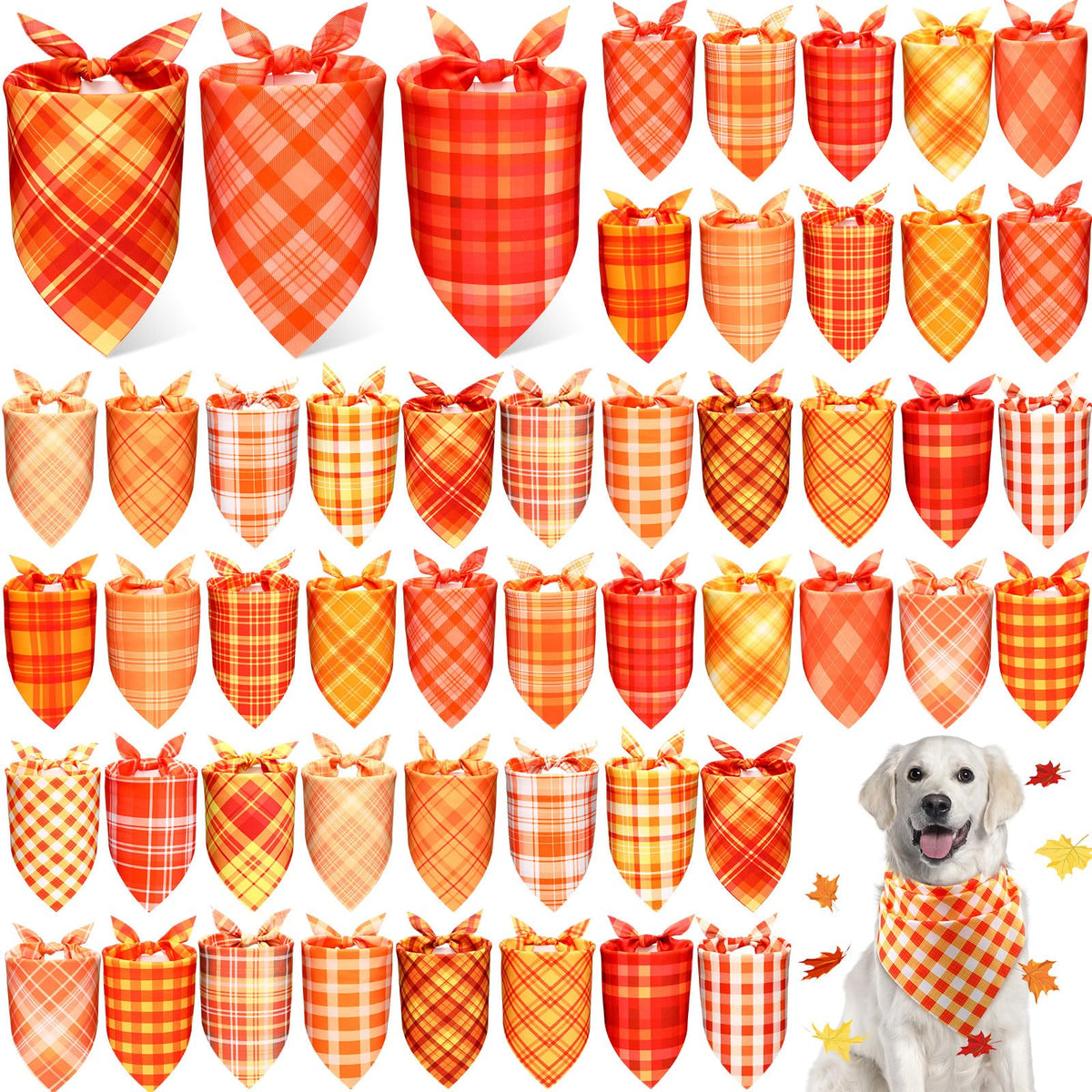 Abbylike 50 Pcs Halloween Dog Bandanas Bulk, Pumpkin Ghost Bat Skull