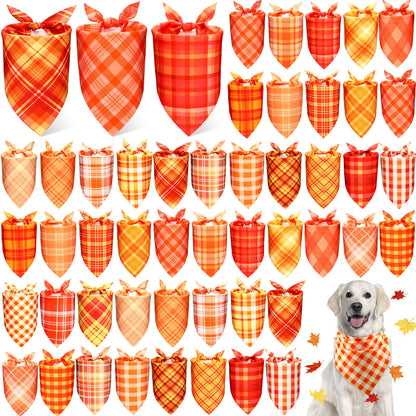 Abbylike 50 Pcs Halloween Dog Bandanas Bulk, Pumpkin Ghost Bat Skull