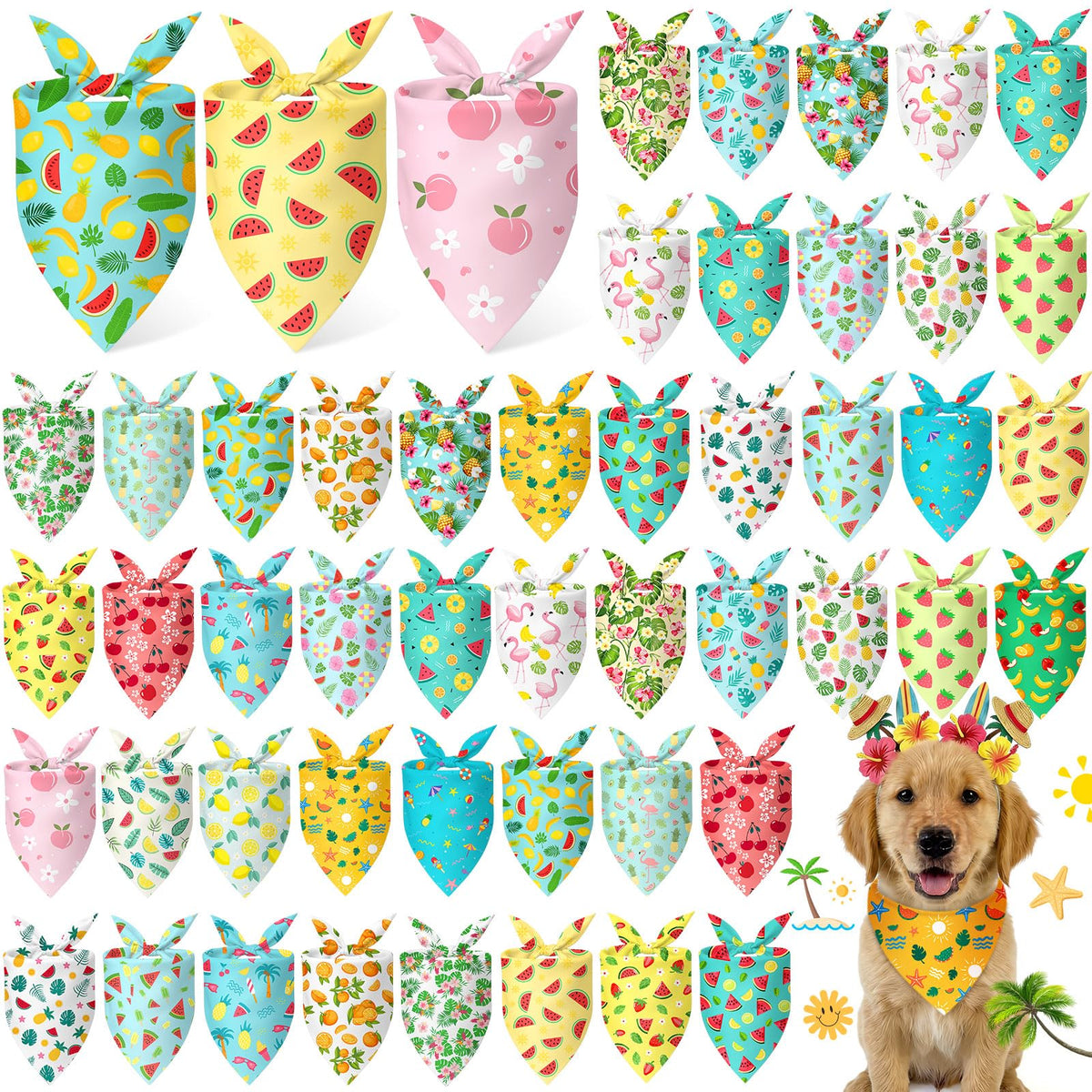 Abbylike 50 Pcs Halloween Dog Bandanas Bulk, Pumpkin Ghost Bat Skull