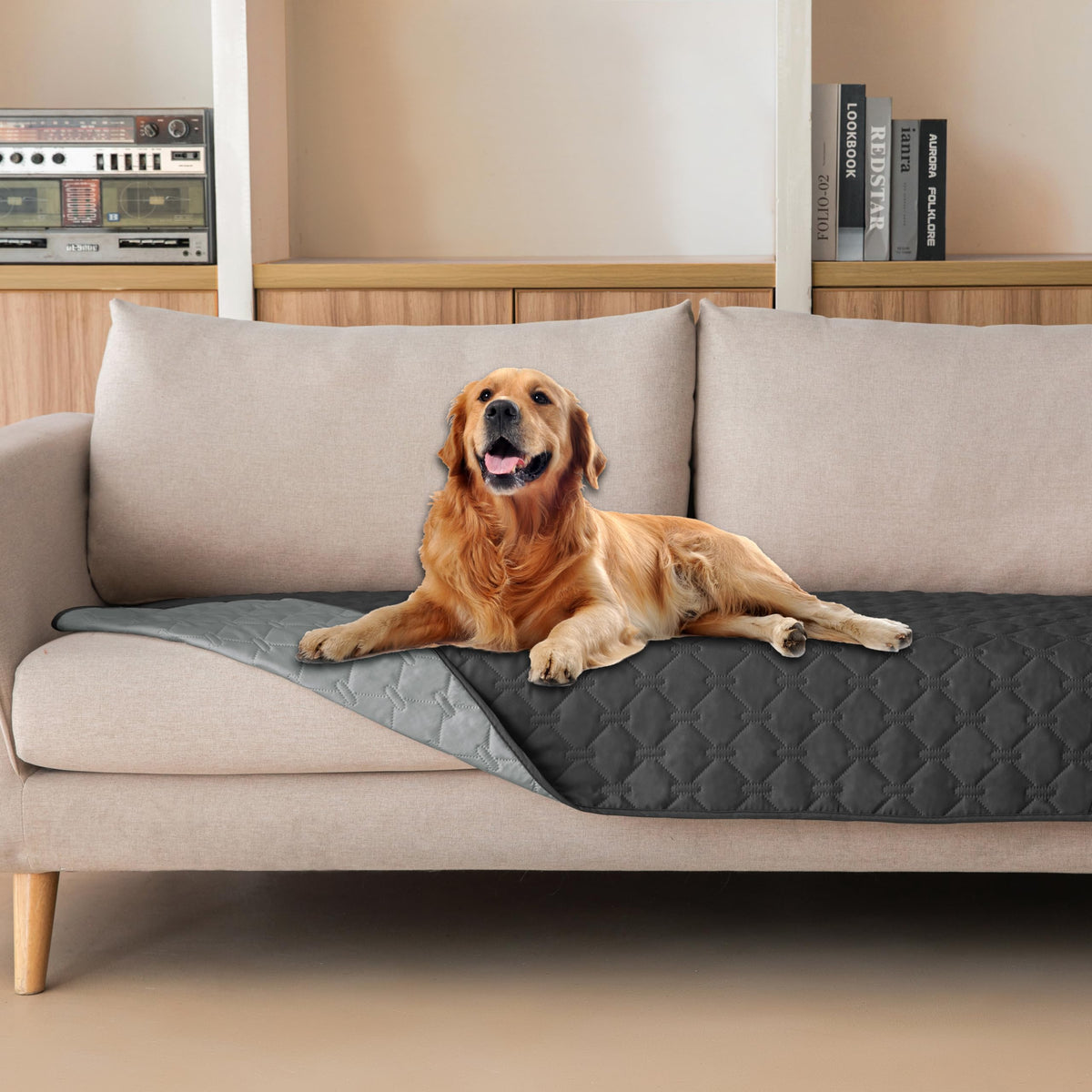 gogobunny Waterproof Pet Blanket for Bed, Washable Couch Cover for Dog Cat