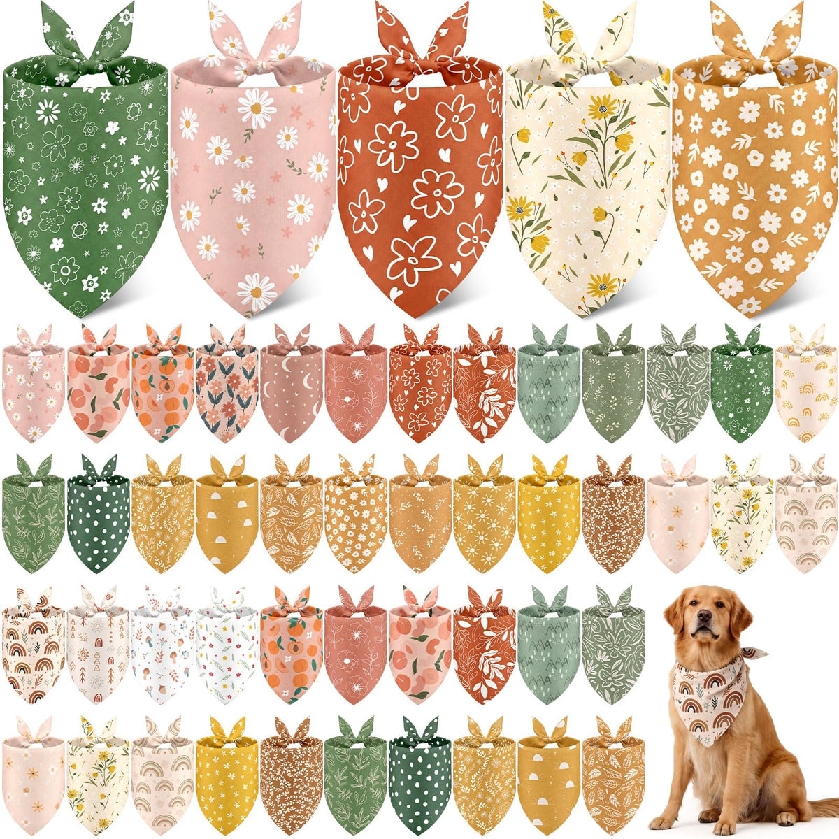 Sanwuta 60 Pcs Christmas Dog Bandanas Bulk Xmas Pet Bib Scarf, Santa Medium