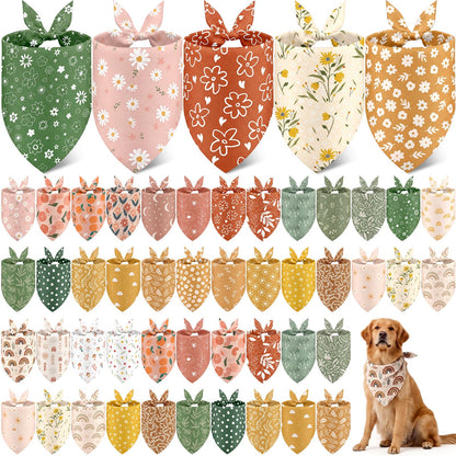 Sanwuta 60 Pcs Christmas Dog Bandanas Bulk Xmas Pet Bib Scarf, Santa Medium