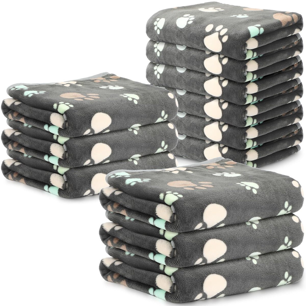 Tegeme 12 Pcs Puppy Blanket for Cat, 30 x 20 Inch White