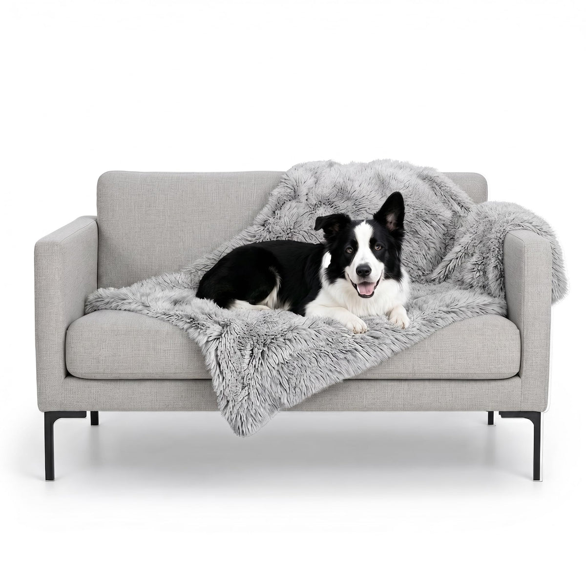 Furhaven Waterproof Throw Blanket for Dogs & Indoor Cats, Washable - Shaggy Plush Calming Long Faux Fur & Velvet Dog Blanket - Taupe, Medium