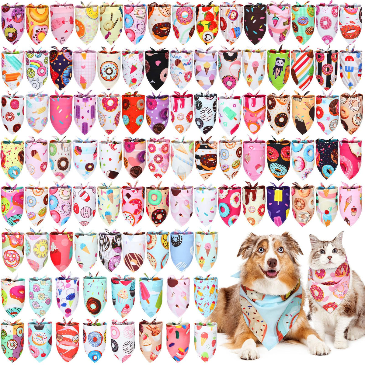 Huhumy 100 Pcs Paw Dog Bandanas Bulk Pet Paw Grooming Bandanas for Dogs