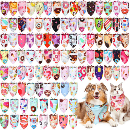 Huhumy 100 Pcs Paw Dog Bandanas Bulk Pet Paw Grooming Bandanas for Dogs
