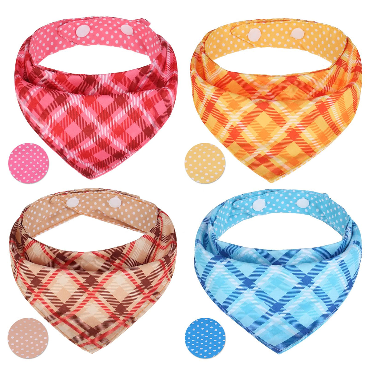 PAWCHIE Dog Bandanas Small Reversible Styles Pet Triangle Scarf Bibs - Adjustable with Two Snaps - Kerchief Set Accessories for Dogs, Puppy, Cats Red