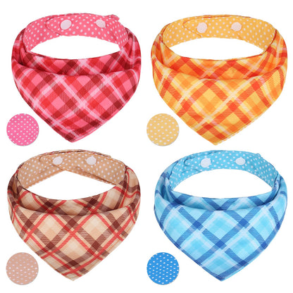 PAWCHIE Dog Bandanas Small Reversible Styles Pet Triangle Scarf Bibs - Adjustable with Two Snaps - Kerchief Set Accessories for Dogs, Puppy, Cats Red