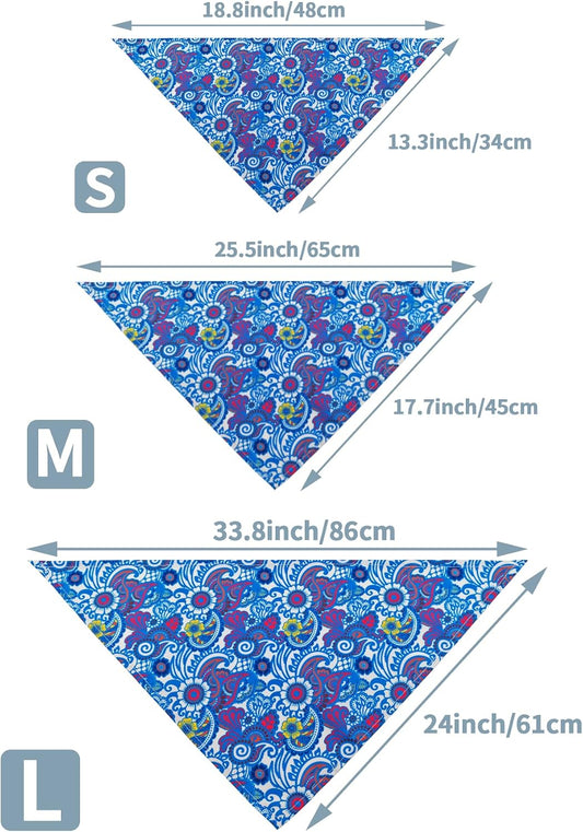 Paisley Dog Bandanas Bulk for Medium Dogs Sewn Edge 7 Pack M