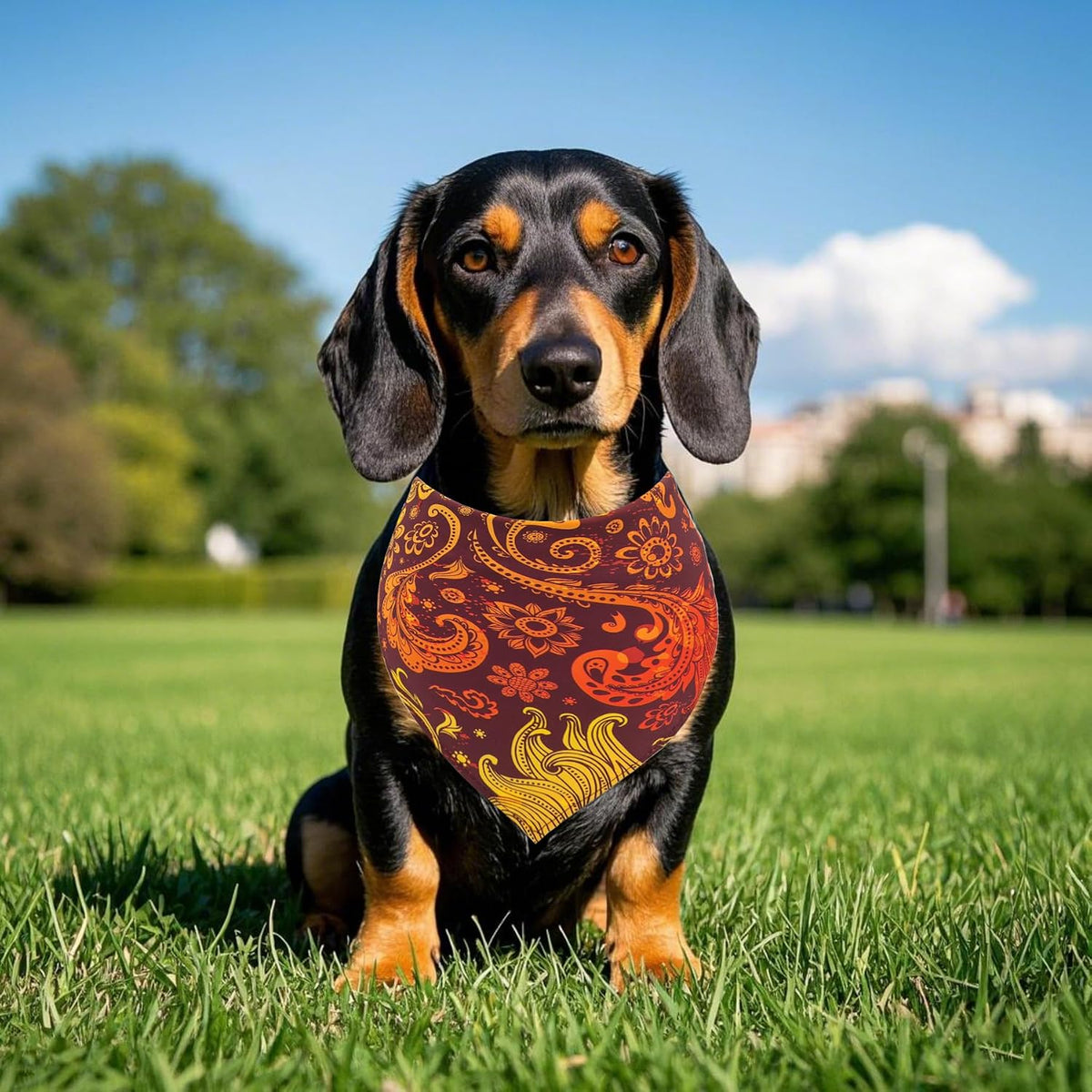 Paisley Dog Bandanas Bulk for Medium Dogs Sewn Edge 7 Pack M
