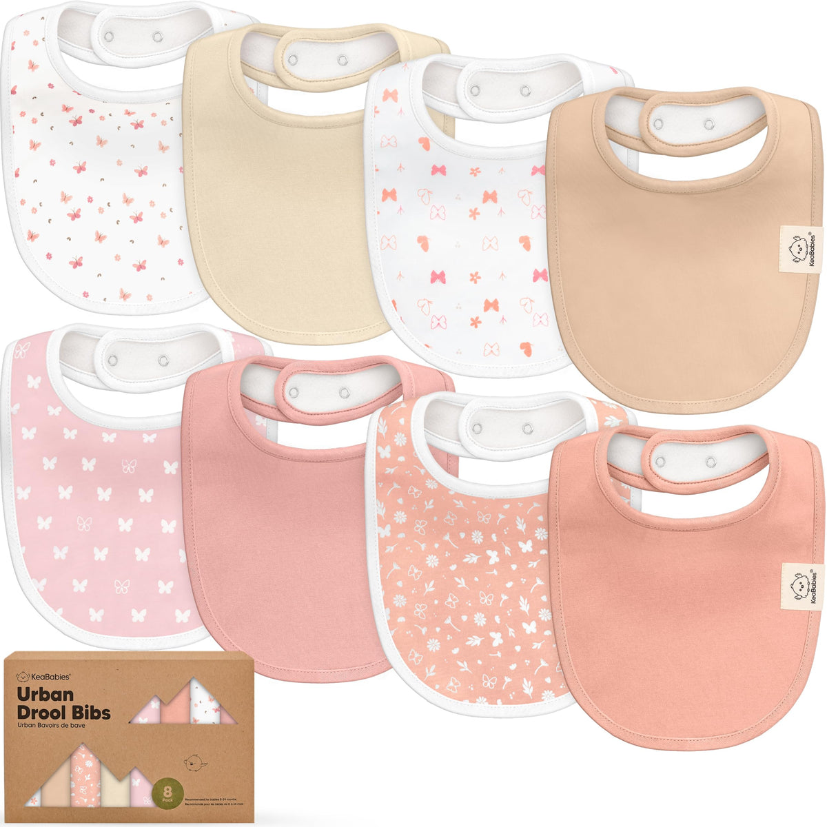 KeaBabies 8-Pack Organic Baby Bibs for Drooling and Teething (Pets & Paws)