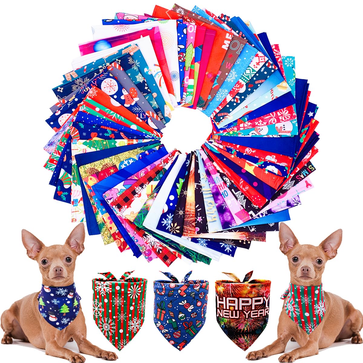 PET SHOW 50 Pack Boy Dog Bandanas Bulk for Medium Dogs