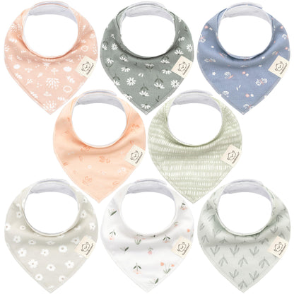 KeaBabies 8pk Organic Baby Bandana Bibs for Drooling Teething, Pets & Paws