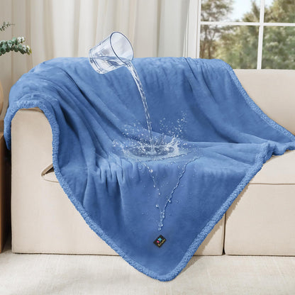 Waterproof Pet Blanket, Liquid Pee Proof Dog Blanket for Sofa Bed Couch, Reversible Sherpa Fleece Furniture Protector Cover for Small Medium Large Dogs Cats, Dark Gray Small（40" x 28"）