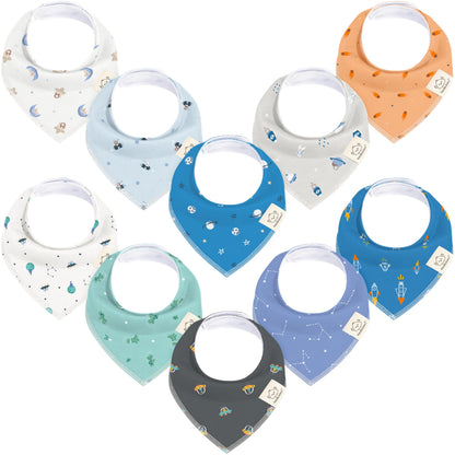 KeaBabies 8pk Organic Baby Bandana Bibs for Drooling Teething, Pets & Paws