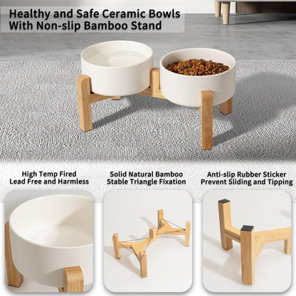 Elevated Ceramic Dog Bowl, 3.6 Cups Dog Food and Water Bowl Set with Stand
