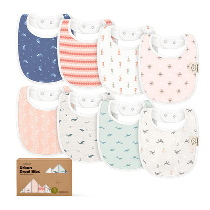 KeaBabies 8-Pack Organic Baby Bibs for Drooling and Teething (Pets & Paws)