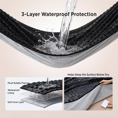 Bedsure Soft Bubble Waterproof Blanket for Couch Black/Grey 50"x60"