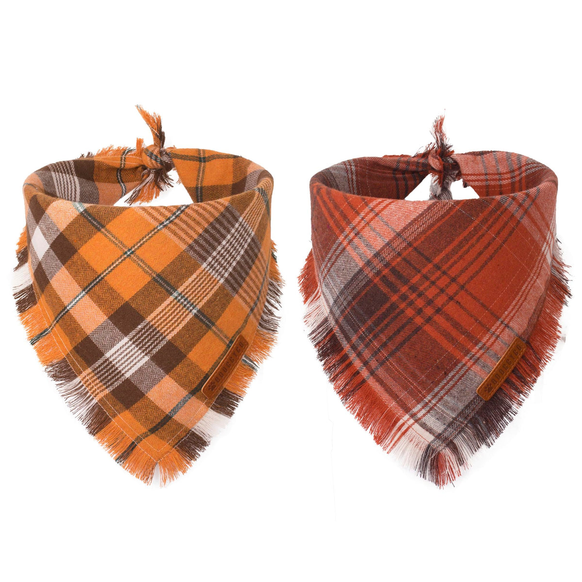 ADOGGYGO Fall Dog Bandana, Brown Plaid Thanksgiving Bandanas for Dogs, S