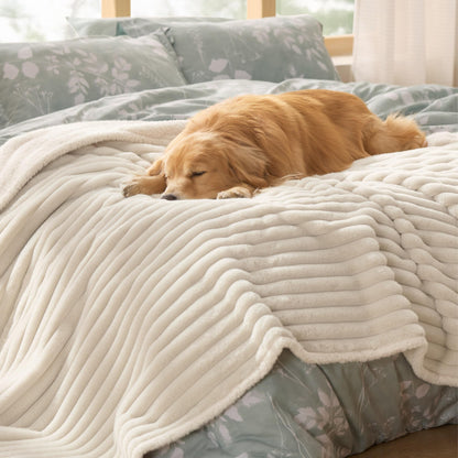 Bedsure ComfyFleece® Waterproof Dog Blankets for Large Dogs,50x60 Cream