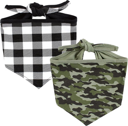 Luvable Friends Dog Reversible Pet Dog and Cat Bandana Bibs 2pk, Houndstooth Hearts, One Size