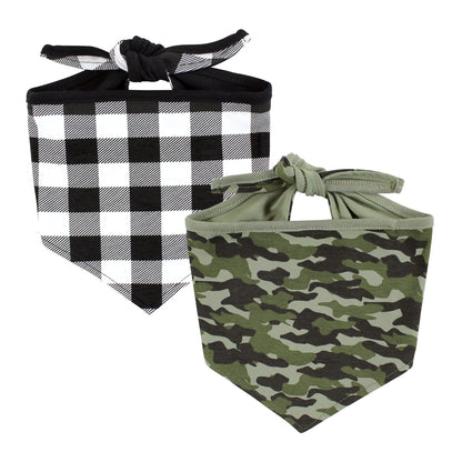 Luvable Friends Dog Reversible Pet Dog and Cat Bandana Bibs 2pk, Houndstooth Hearts, One Size