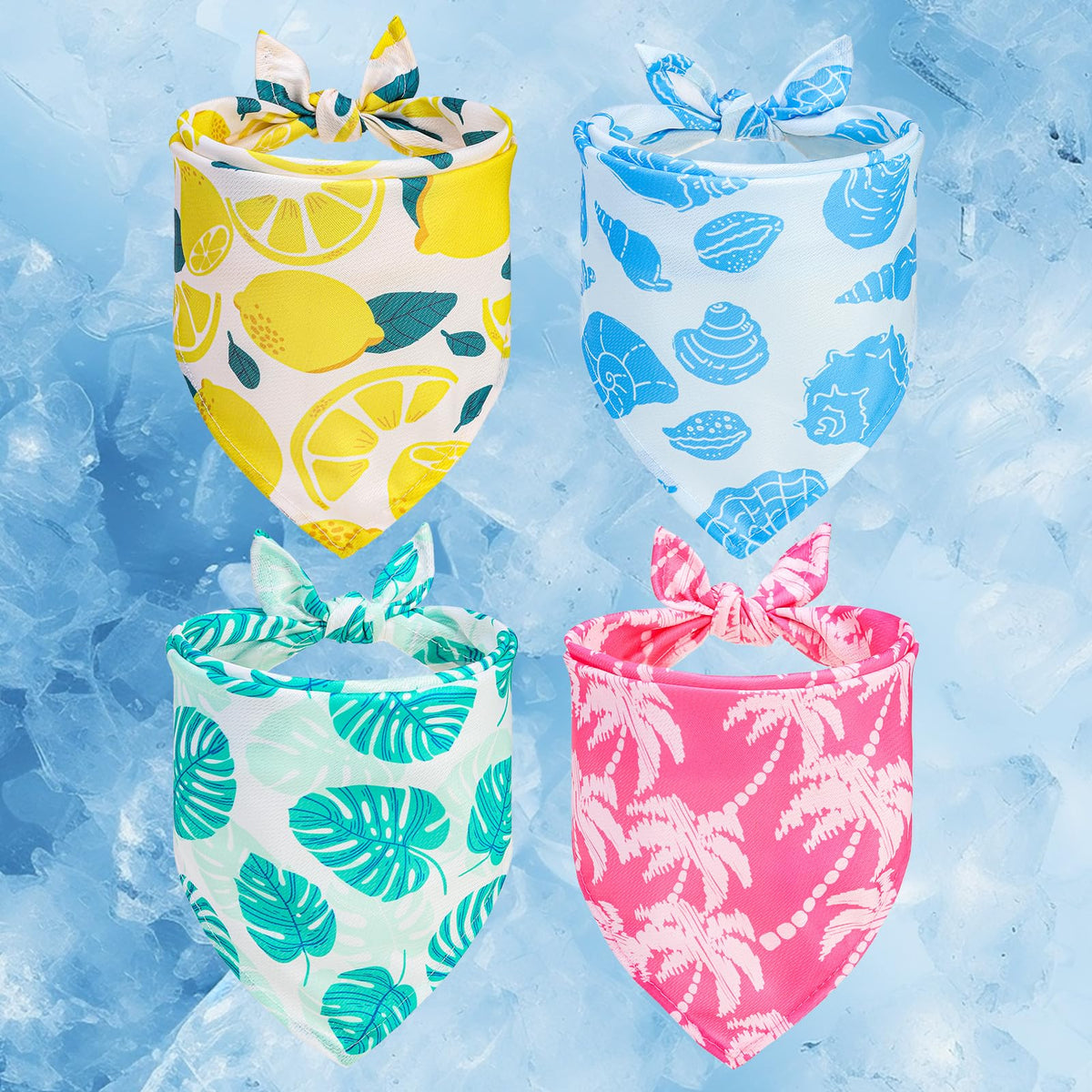 BEAUTYZOO Dog Cooling Bandana 4 Pack,Instant Ice Cooling Scarf for Large Dogs, Reusable Adjustable Cooling Neck Wrap, Chill Out Summer Bandanas for Dogs Heat Relief & Sunstroke Protection, Size XL