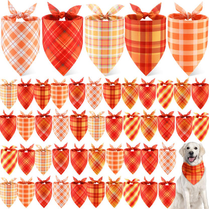 Weewooday 50 Pcs Fall Dog Bandanas Bulk for Autumn Pet Soft Bibs Adjustable Squirrel Fox Hedgehog Kerchief Bandana for Small Medium Large Grooming Accessories (Fall Animals, 25.6 x 17.7 x 17.7 Inch)