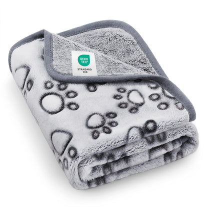 Luciphia Fluffy Paw Print Dog Blanket Large/Medium/Small, Soft Fleece Throw