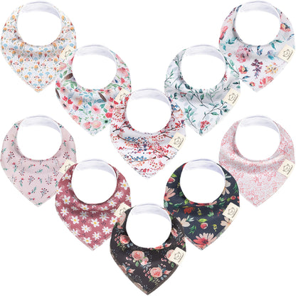 KeaBabies 8pk Organic Baby Bandana Bibs for Drooling Teething, Pets & Paws