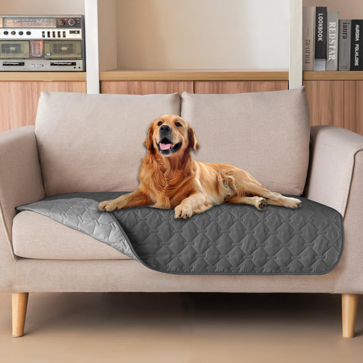 gogobunny Waterproof Pet Blanket for Bed, Washable Couch Cover for Dog Cat