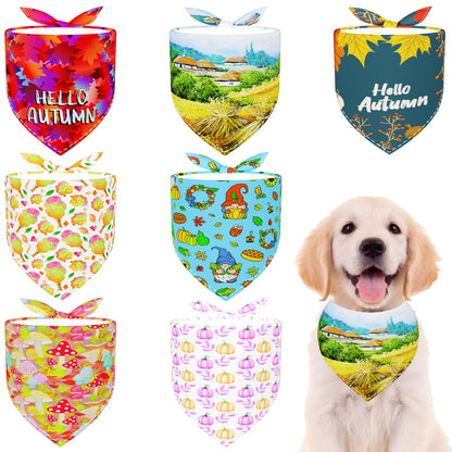 Paisley Dog Bandanas Bulk for Medium Dogs Sewn Edge 7 Pack M