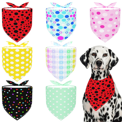 Paisley Dog Bandanas Bulk for Medium Dogs Sewn Edge 7 Pack M