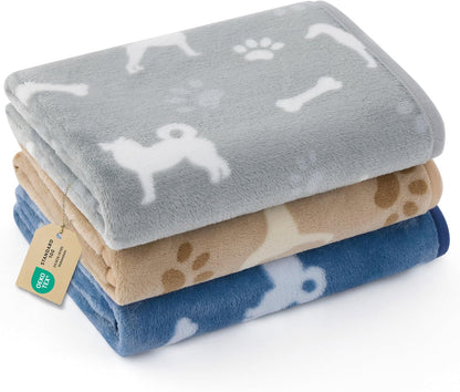 Bedsure Dog Blanket for Small Dogs Puppy, Flannel Fleece, 3-Pack 23x16