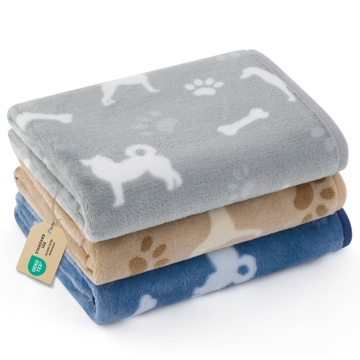 Bedsure Dog Blanket for Small Dogs Puppy, Flannel Fleece, 3-Pack 23x16