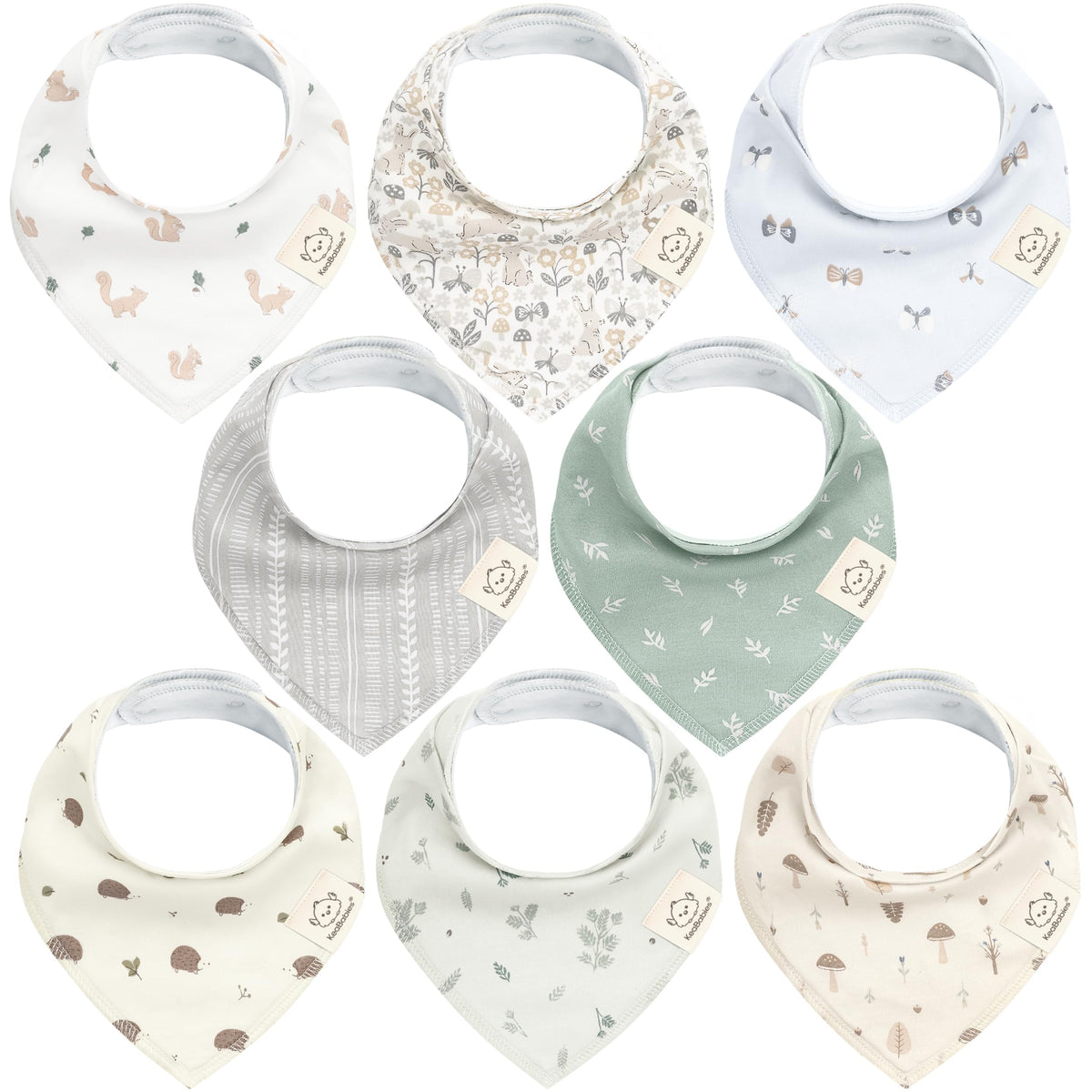 KeaBabies 8pk Organic Baby Bandana Bibs for Drooling Teething, Pets & Paws