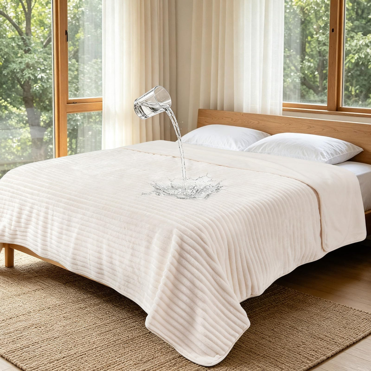 LOOBANI Waterproof Dog Blanket for Small Dogs, Pet Blanket, 25"x30", Cream