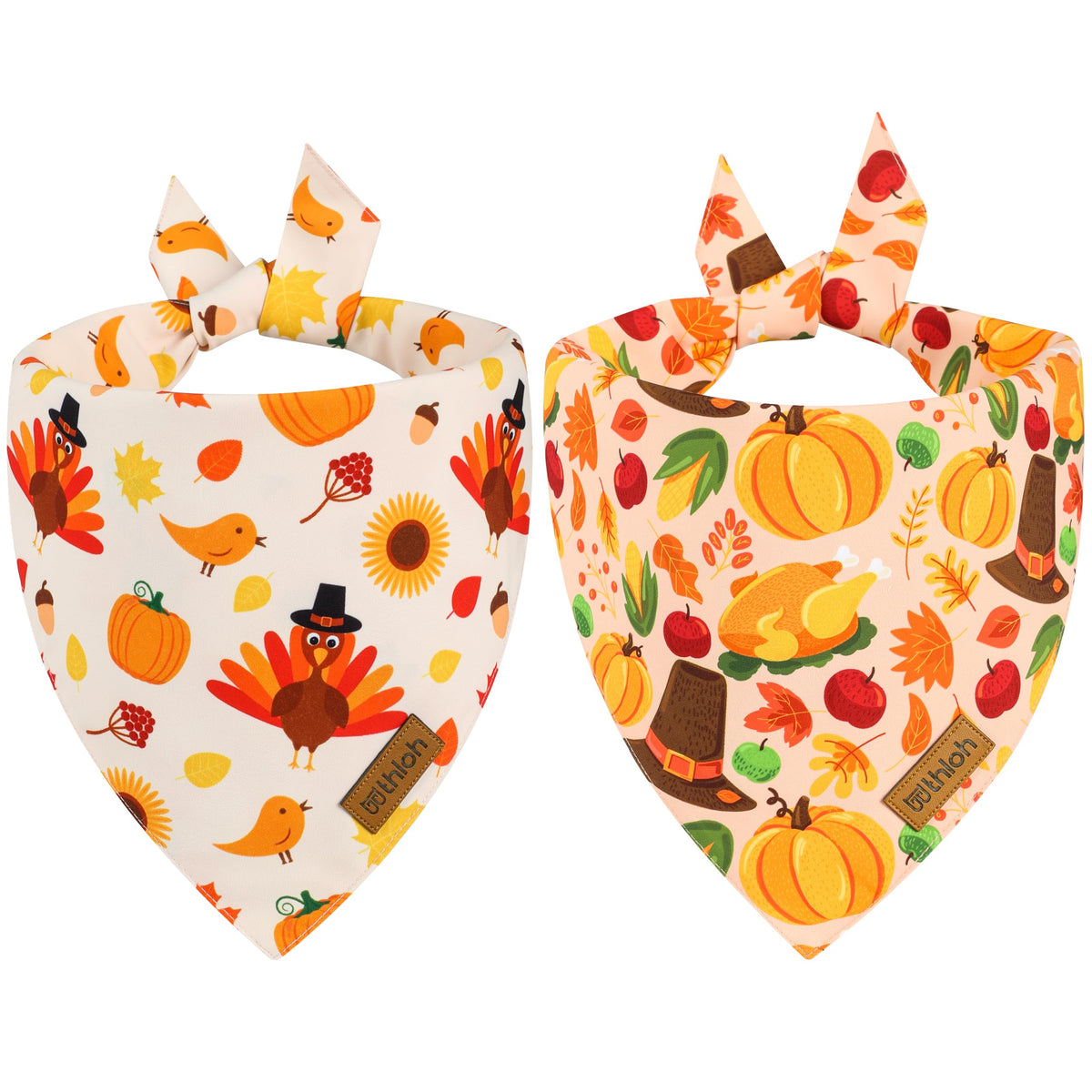 Halloween Dog Bandanas - 2 Pack Reversible Pumpkin and Bat Pet Scarf for Boys and Girls | Fall Dog Bibs | Premium Durable Fabric | Holiday Dog Bandana for Small and Medium Dogs (Small)