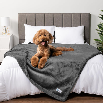 PetAmi Waterproof Dog Blanket for Large Dog Cat Pet, 60x80, Grey Sherpa