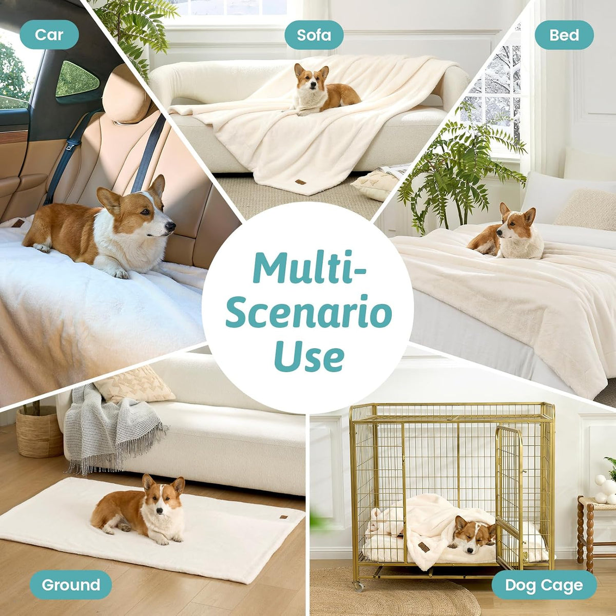 COZY KISS Waterproof Pet Blanket for Large Dog & Cat, 30x40 inch Cream