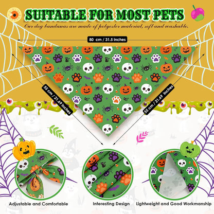Abbylike 100 Pcs Halloween Dog Bandanas Bulk Cute Dog Paw Prints Pattern