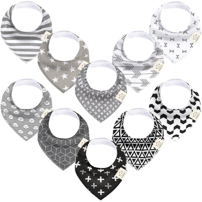 KeaBabies 8pk Organic Baby Bandana Bibs for Drooling Teething, Pets & Paws