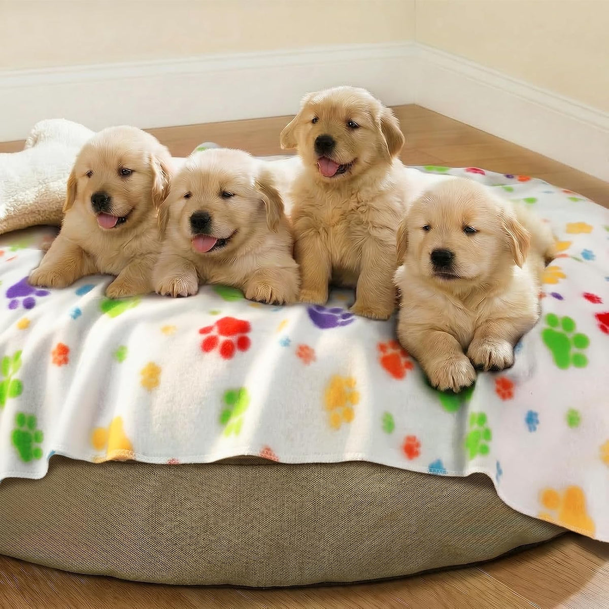 LINENLUX Fleece Dog Blankets 6-Pack, Soft Stretchy for Small Medium Puppy