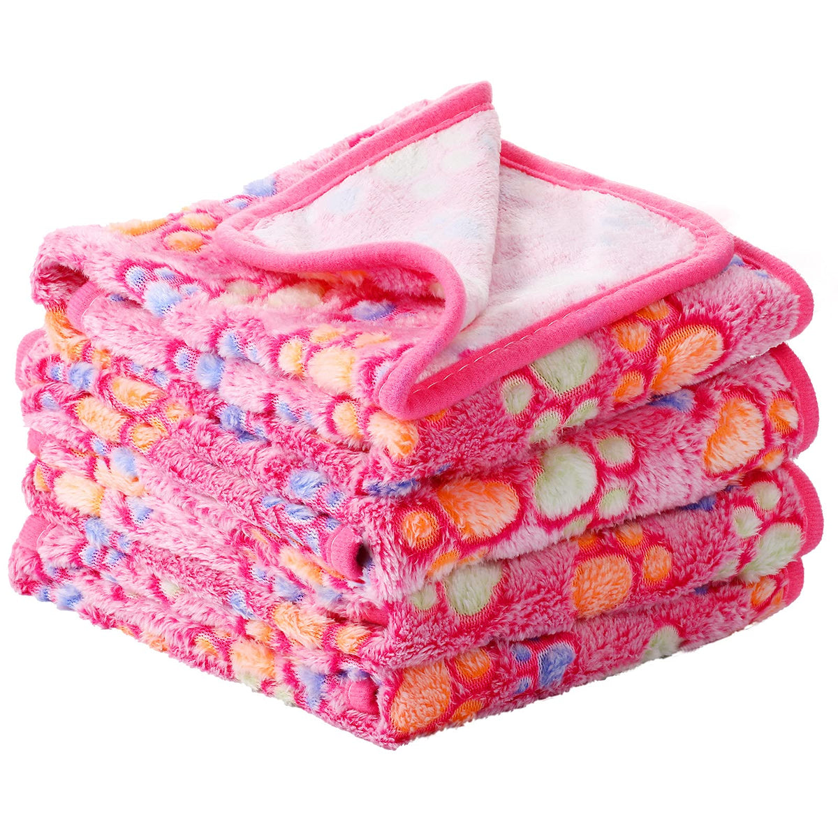 Tatuo 4 Pcs Fleece Dog Blankets for Puppy Cat, Mixed, 24 x 16 in, Paw